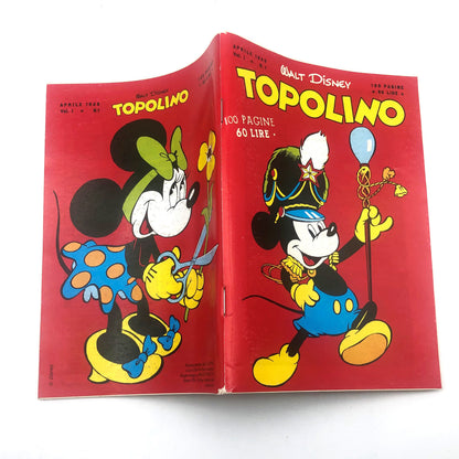 Réimpression du numéro 1 de la bande dessinée Mickey Mouse agrafée (1994), objet de collection, 60 lires, vintage et rare.