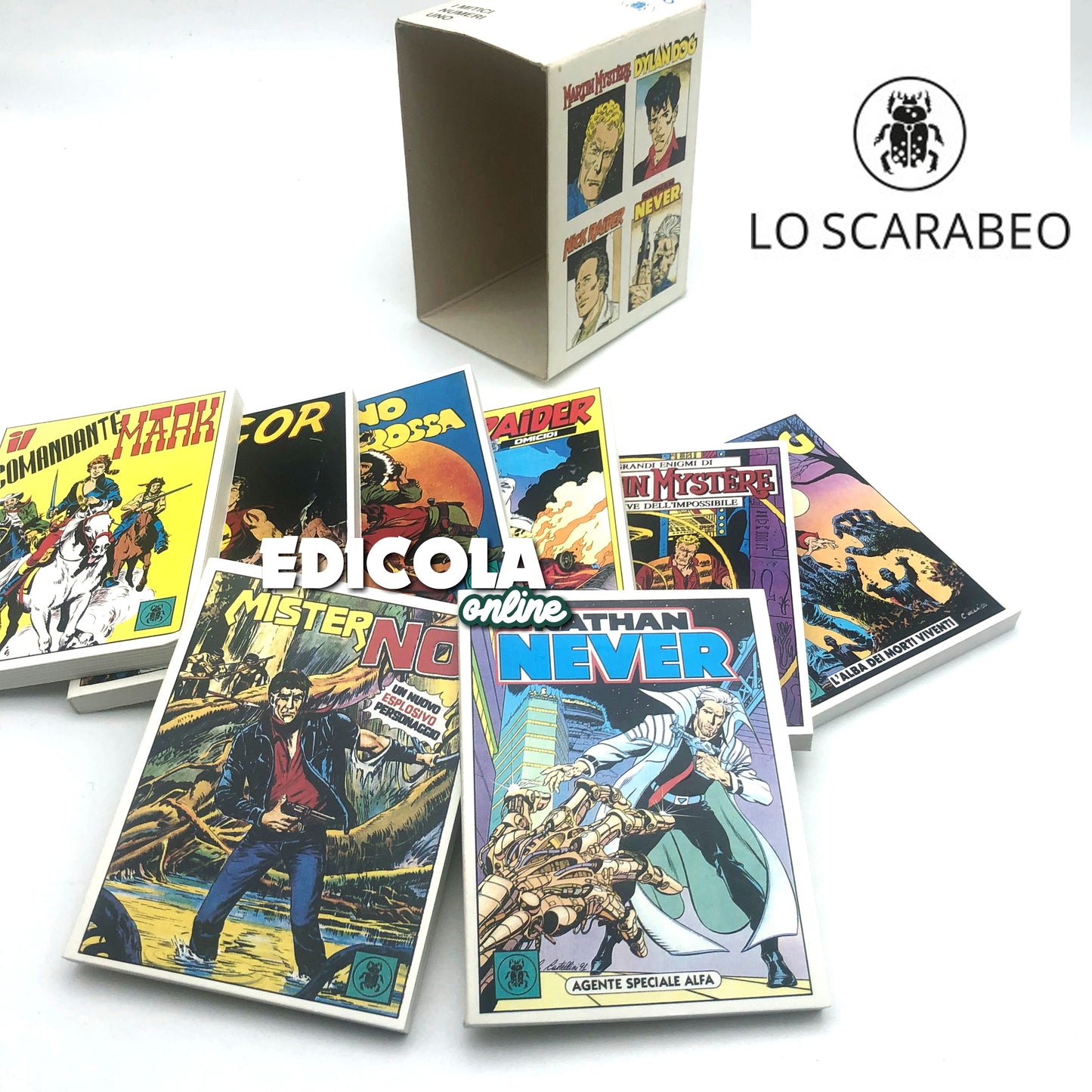 Lotto 8 Fumetti Mignon Lo Scarabeo numeri n. 1 DYLAN DOG NATHAN NEVER ZAGOR TEX