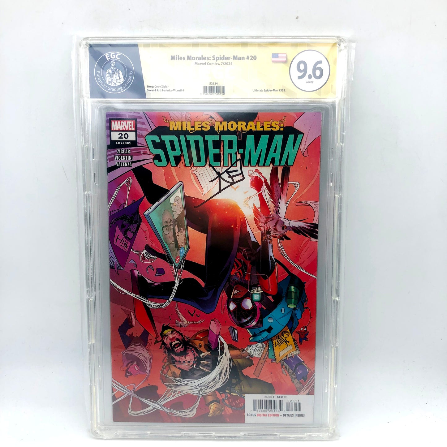 Fumetti Gradati EGC : Miles Morales Spider-Man #20 - Autografato da Federico Vicentini - EGC 9.6 - Prima edizione 2024