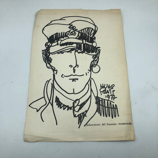 Cartoncino Illustrazione Hugo Pratt "laboratorio del fumetto - Montestella"