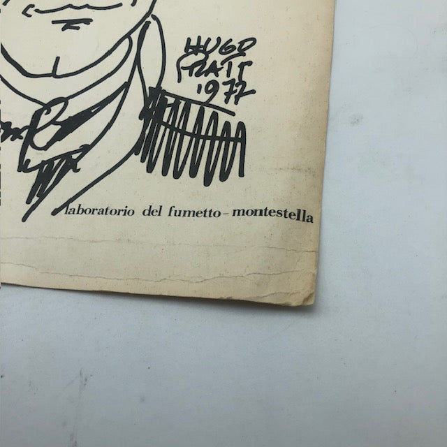 Cartoncino Illustrazione Hugo Pratt "laboratorio del fumetto - Montestella"