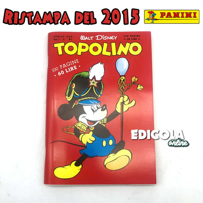 Réimpression du numéro 1 de la bande dessinée Mickey Mouse agrafée (PANINI), objet de collection, 60 lires, vintage et rare.