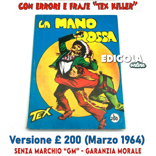 Tex Willer Comic-Nummer Nr. 1 THE RED HAND Original £200 Lire 1964 Killer