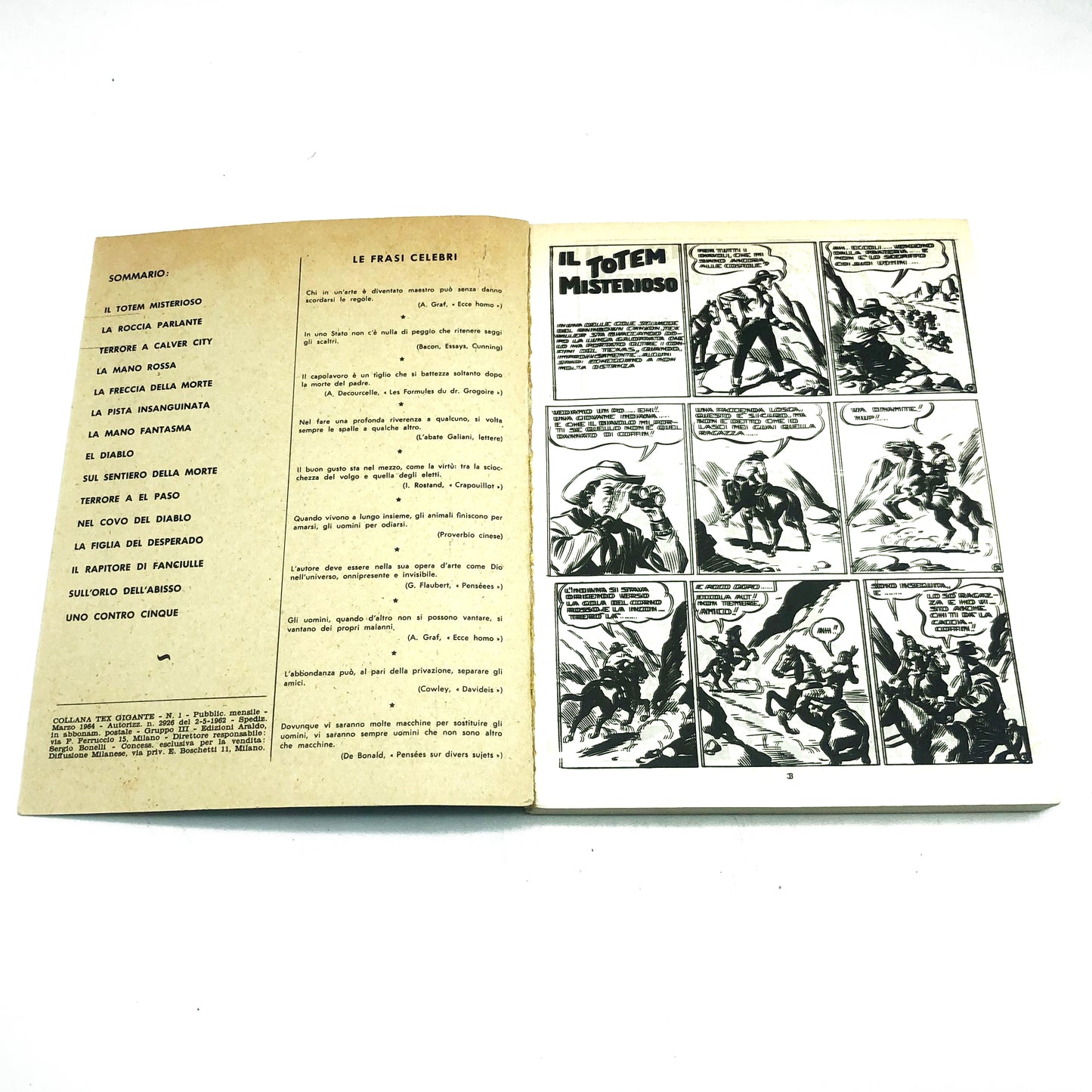 Numéro de bande dessinée Tex Willer n. 1 LA MAIN ROUGE Original 200 £ Lire 1964 Tueur