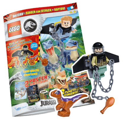 Rivista LEGO JURASSIC WORLD N. 8 - RANGER CON JETPACK + RAPTOR