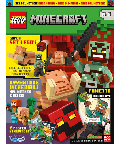 Rivista LEGO Minecraft PLUS n.8 + BABY HOGLIN + CUBO DI MAGMA + EROE DEL NETHER!