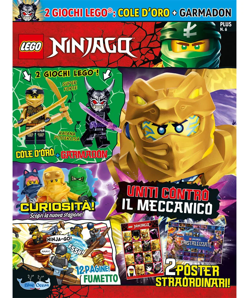 Rivista LEGO NINJAGO PLUS n.6 con 2 GIOCHI : COLE D’ORO + GARMADON