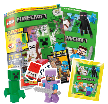 Rivista LEGO Minecraft PLUS n.7 + SET LEGO + ALBUM + 6 FIGURINE