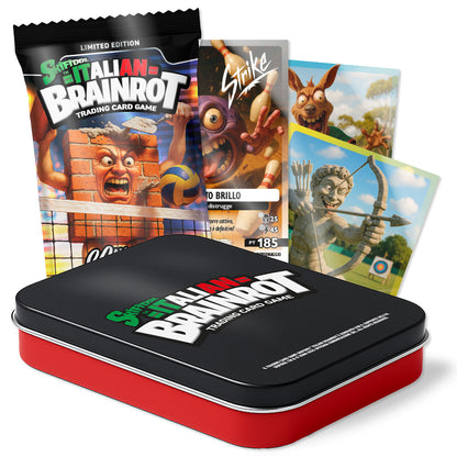 Set Completo Tin Box + 4 Bustine di Skifidol Italian Brainrot - 20 card promo (Corriere dello Sport)