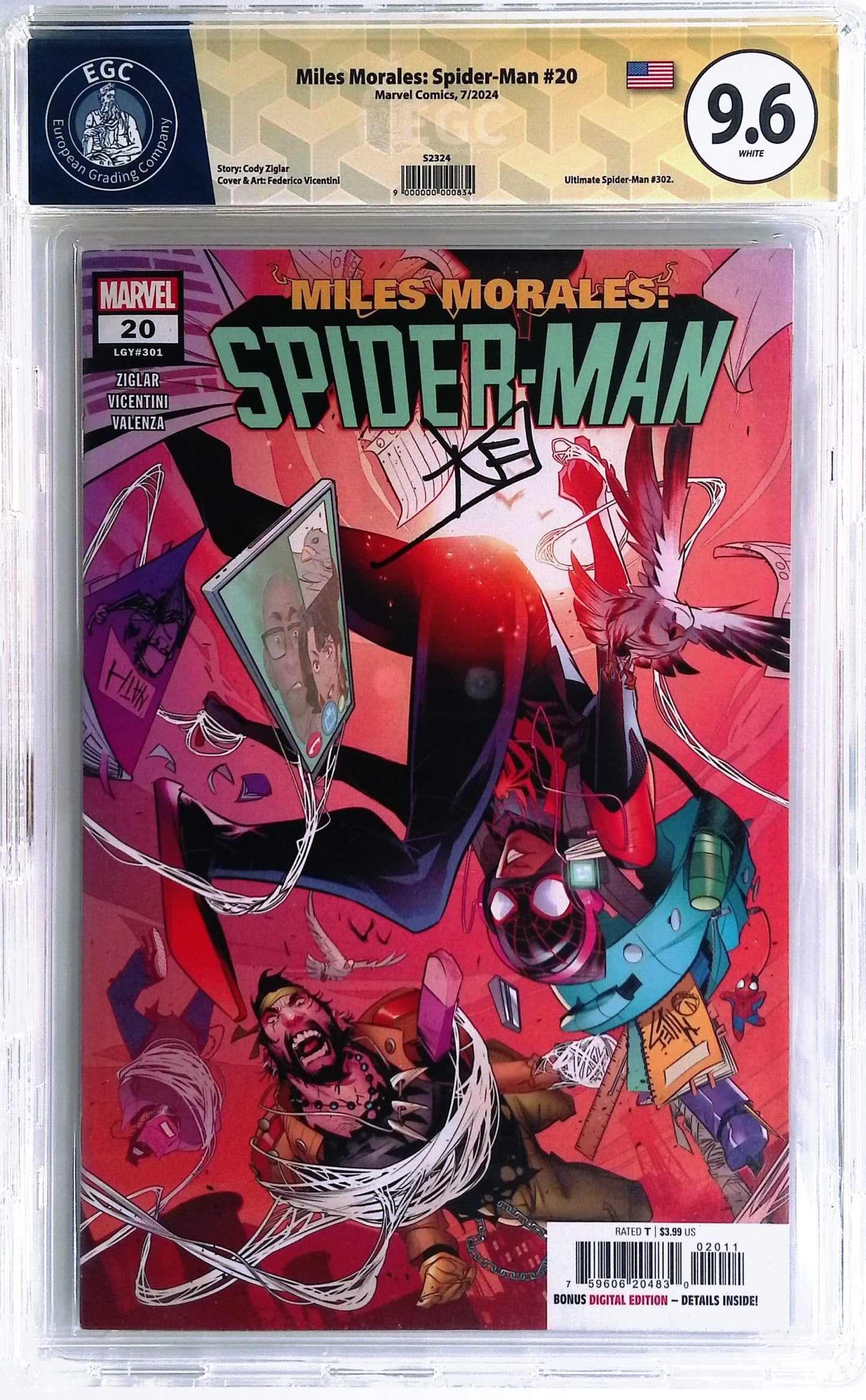 Fumetti Gradati EGC : Miles Morales Spider-Man #20 - Autografato da Federico Vicentini - EGC 9.6 - Prima edizione 2024