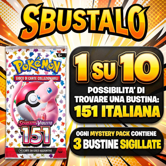 Mystery Pack Pokèmon by Sbustalo.com - 3 Bustine Sigillate Italiane Garantite - Possibilità 151 ITA 1 su 10