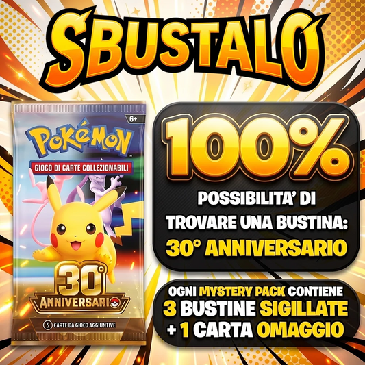 Mystery Pack Pokèmon by Sbustalo.com - 3 Bustine Sigillate Italiane Garantite - 100% Bustina 30TH Anniversario