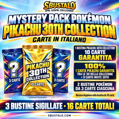 Mystery Pack Pokèmon by Sbustalo.com - Pikachu 30th Collection - 3 Bustine Sigillate in Italiano