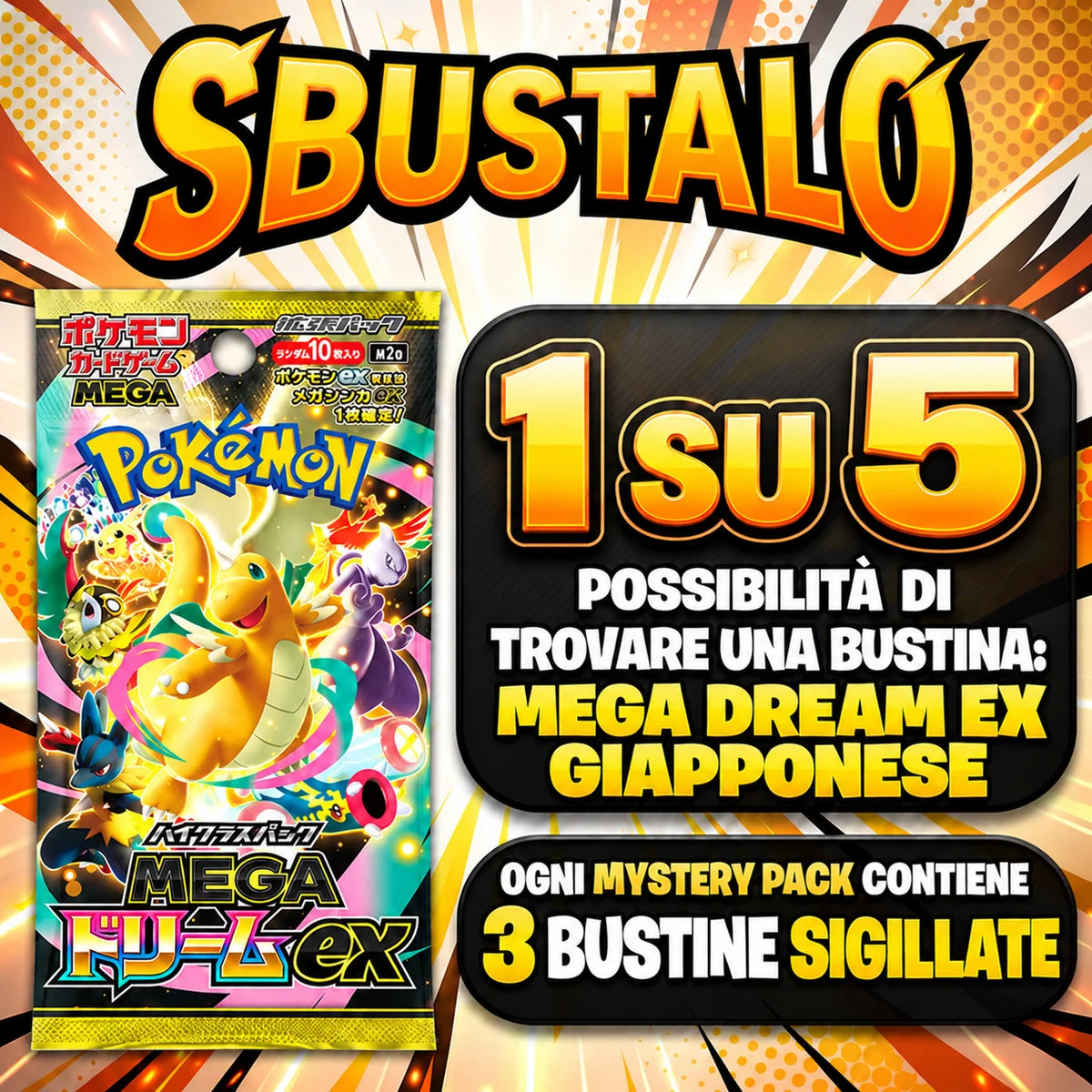 Mystery Pack Pokémon par Sbustalo.com - 3 boosters coréens scellés garantis - Possibilité Mega Dream ex 1 sur 10