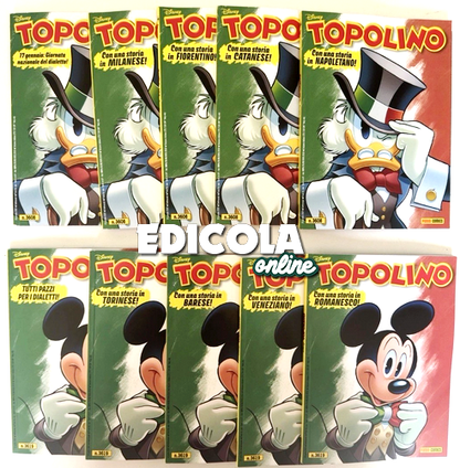 mini lotto 10 Fumetti TOPOLINO Set 3608 + 3619 Collezione in Dialetto Completa
