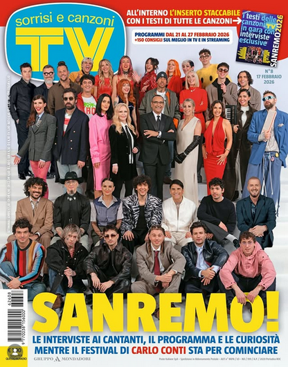 TV Sorrisi e Canzoni n°8 (11/02/2025) Sanremo Festival 2025 + Free Cucciolotti Sachet