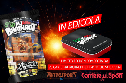 Set Completo Tin Box + 4 Bustine di Skifidol Italian Brainrot - 20 card promo (Corriere dello Sport)