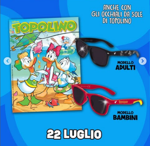 Fumetto Topolino n. 3687 Con Gadget Occhiali da Sole ( Adulto o Bambini )