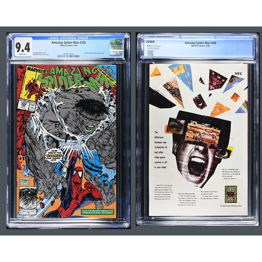 Fumetto Gradato CGC 9.4 : The Amazing Spider-Man #328 - Edizione In Lingua Originale - Cover Hulk Grigio 1990 Marvel