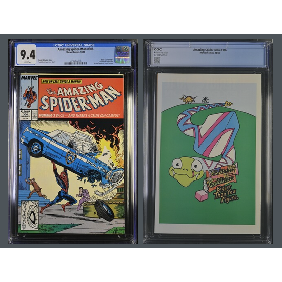 Fumetto Gradato CGC 9.4 : Spider-Man #306 - In Lingua Originale - Marvel Comics Prima Edizione 1988
