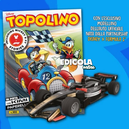 Modellino Ufficiale F1 Gadget Ferrari Topolino + Fumetti 3693 e/o 3694 da Collezione Kimi Antonelli
