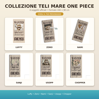 Collezione Teli Mare One Piece Wanted Ufficiali
