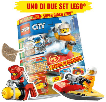 Rivista LEGO CITY XXL n.2 + POMPIERE + MOTOSCAFO / SET DA IMMERSIONE