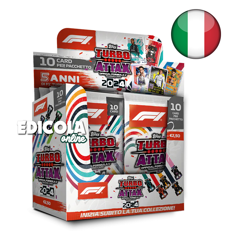 Pakete mit 10 TURBO ATTAX 2024 Formel-1-Karten, F1-Sammelkarte, Topps Auto