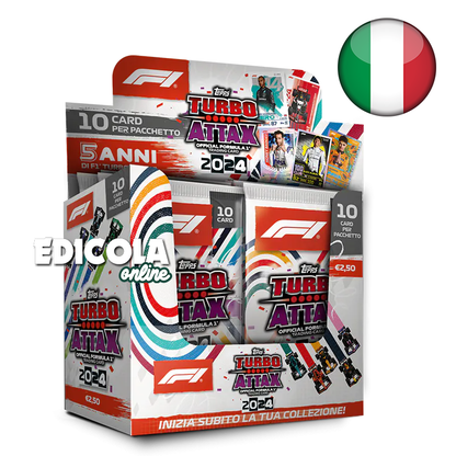 Pakete mit 10 TURBO ATTAX 2024 Formel-1-Karten, F1-Sammelkarte, Topps Auto