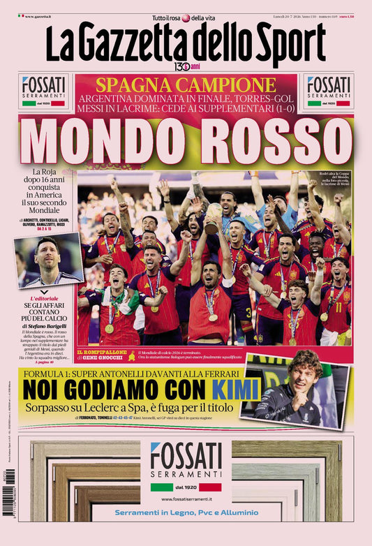 Giornale 20.07.2026 Campioni del Mondo SPAGNA - Fifa World Cup Usa Mexico Canada 2026