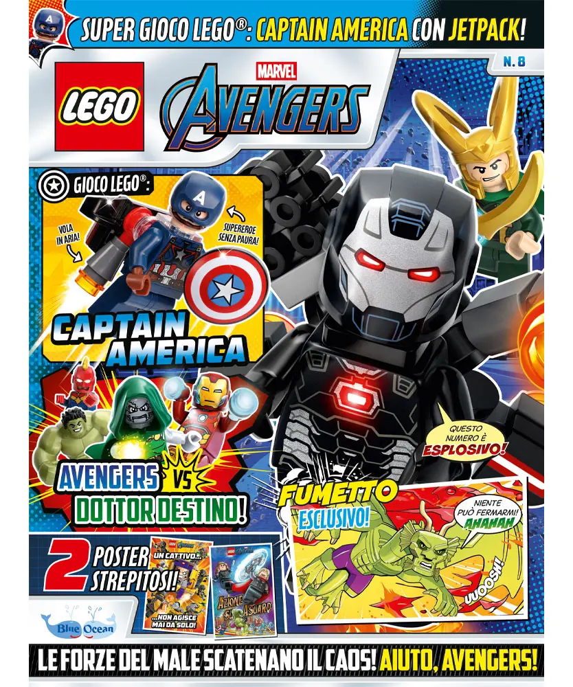 Rivista LEGO MARVEL AVENGERS n.8 + MINIFIGURE CAPTAIN AMERICA