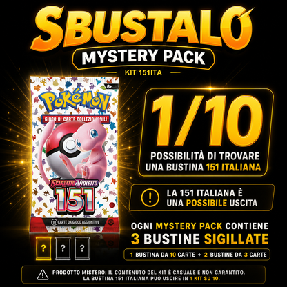 Mystery Pack Pokèmon by Sbustalo.com - 3 Bustine Sigillate Italiane Garantite - Possibilità 151 ITA 1 su 10