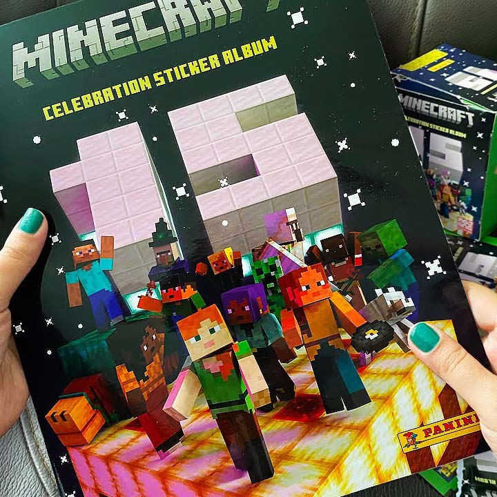 Album und Figur von MINECRAFT Celebration 15 Aufkleber – Panini
