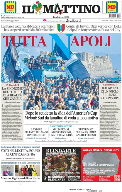 Giornali Quotidiani 4° Scudetto  SSC Calcio NAPOLI - Campione d'Italia 2024-25 2025