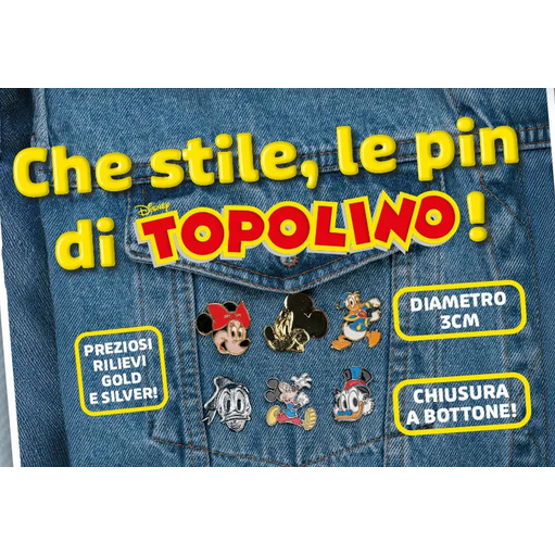 Le Pin in metallo di Topolino + Fumetti 3626 3627 (Scegli Gold o Silver)
