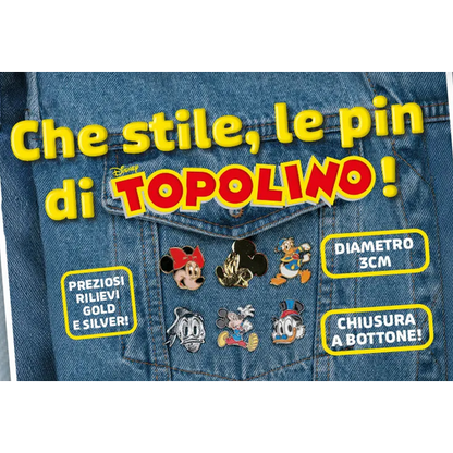 Le Pin in metallo di Topolino + Fumetti 3626 3627 (Scegli Gold o Silver)