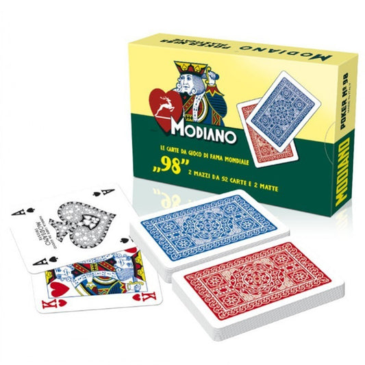 Lot de 2 jeux de 54 cartes à jouer Modiano Poker Rummy 98