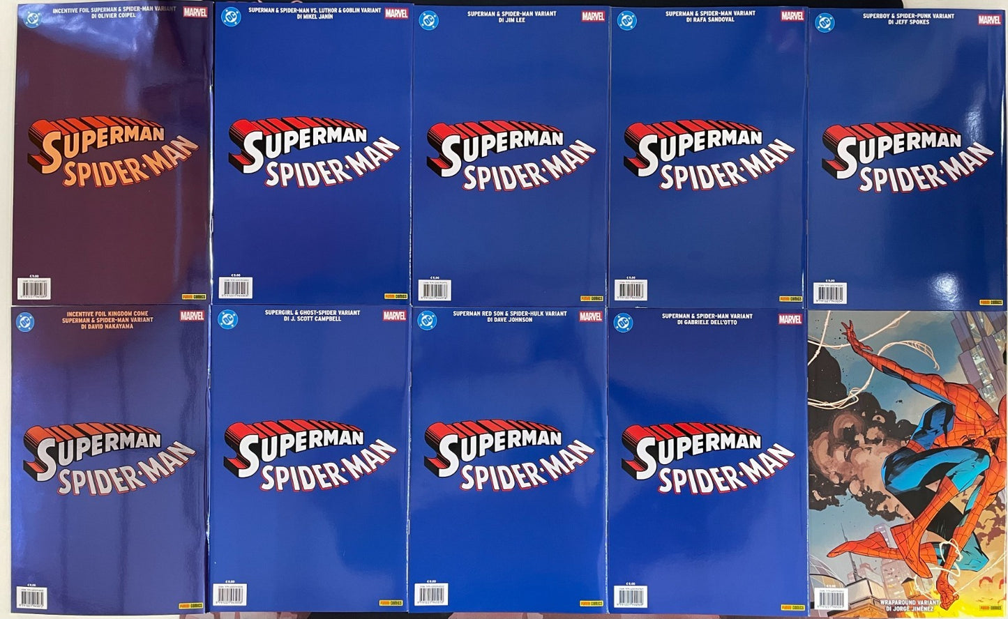 Superman Spider-man #1 Collezione 10 Variant Cover