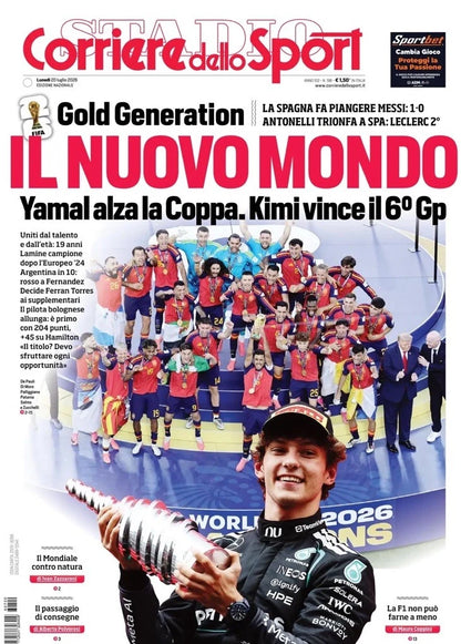 Giornale 20.07.2026 Campioni del Mondo SPAGNA - Fifa World Cup Usa Mexico Canada 2026