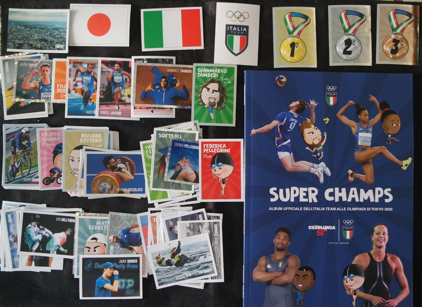 Album Completo Figurine Esselunga Super Champs Tokyo 2020 + Rookie Jannik Sinner