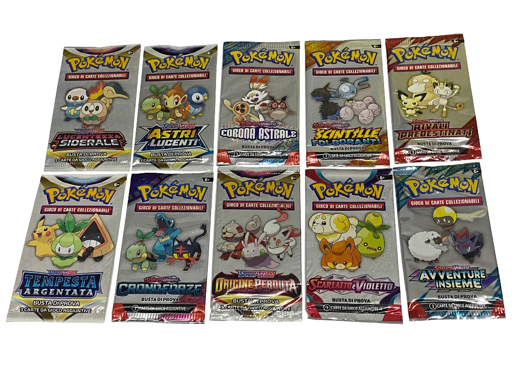 Bustine Pokémon ITA Sigillate - Busta di Prova - 3 Carte da Gioco Aggiuntive - Scegli la tua Espansione in Italiano