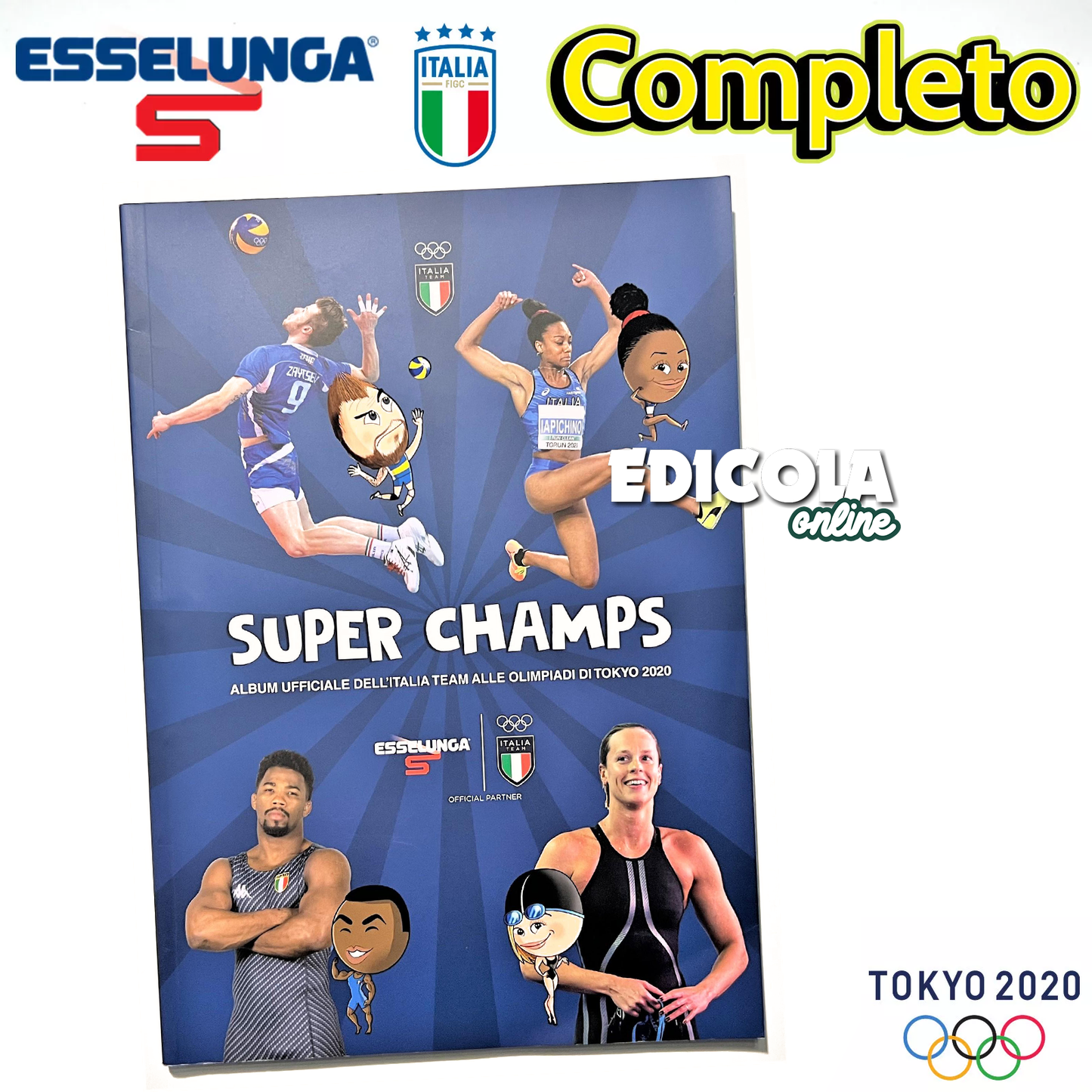 Album Completo Figur Esselunga Super Champs Tokio 2020 + Rookie Jannik Sinner