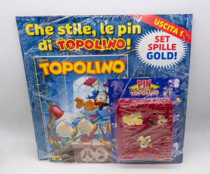 Le Pin in metallo di Topolino + Fumetti 3626 3627 (Scegli Gold o Silver)