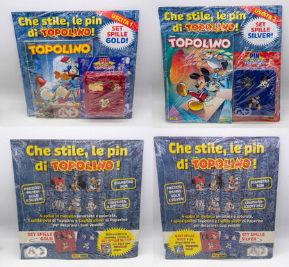 Le Pin in metallo di Topolino + Fumetti 3626 3627 (Scegli Gold o Silver)