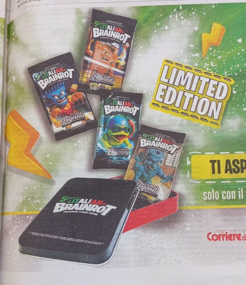 Set Completo Tin Box + 4 Bustine di Skifidol Italian Brainrot - 20 card promo (Corriere dello Sport)