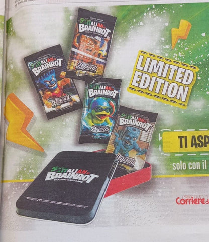 Set Completo Tin Box + 4 Bustine di Skifidol Italian Brainrot - 20 card promo (Corriere dello Sport)