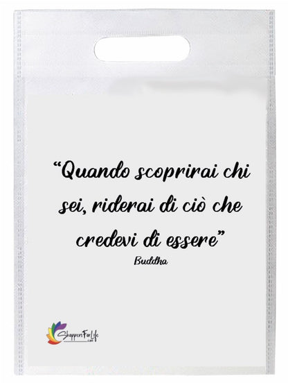Buste Shopper Bianco con Frasi Celebri in TNT manico