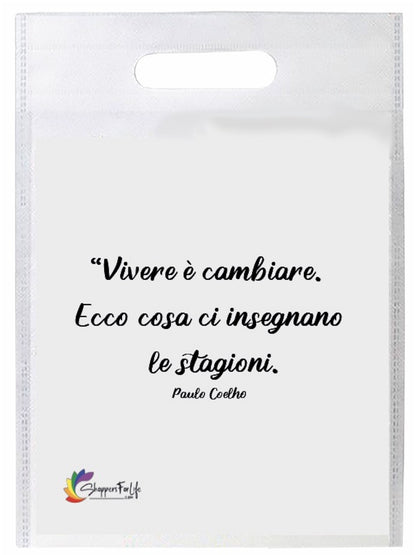 Buste Shopper Bianco con Frasi Celebri in TNT manico
