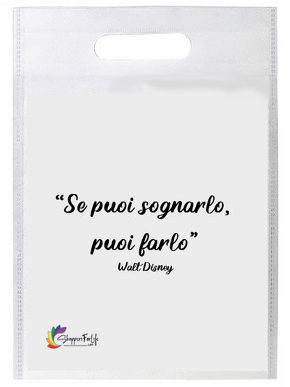 Buste Shopper Bianco con Frasi Celebri in TNT manico