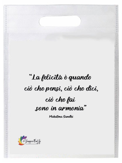 Buste Shopper Bianco con Frasi Celebri in TNT manico